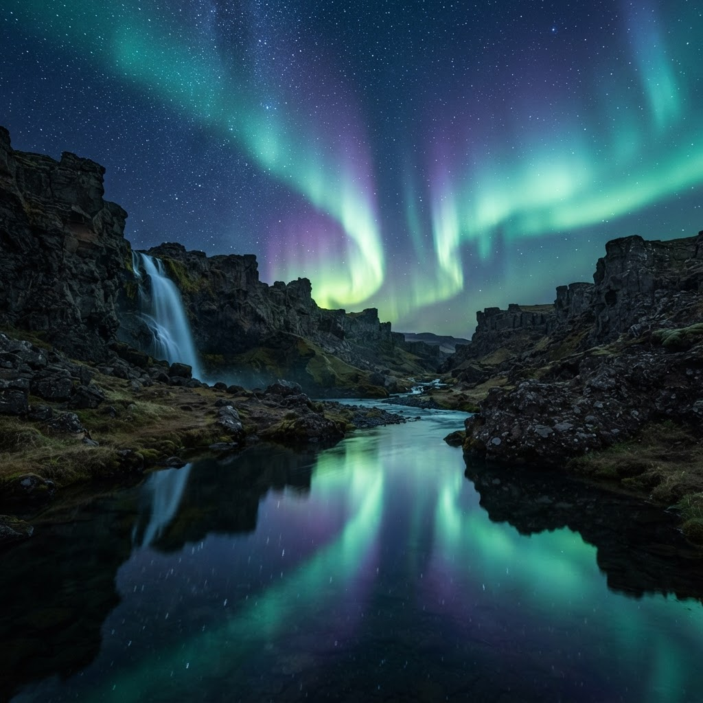Aurora over Þingvellir, Iceland